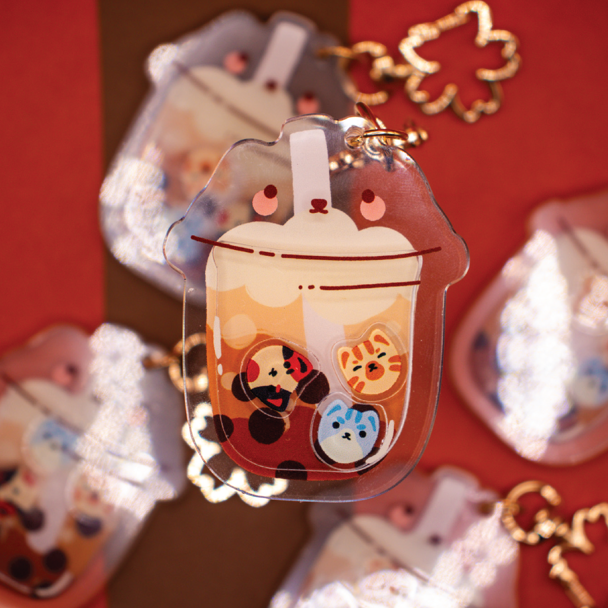 Kitty Boba Keychain